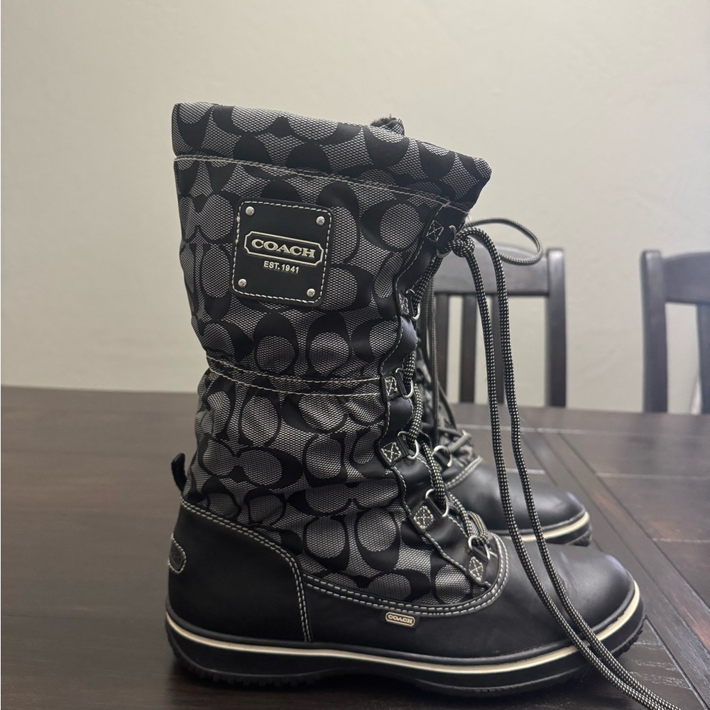 Coach Shaine Signature Nylon All Weather Nylon Mid Calf Boots Women’s 9